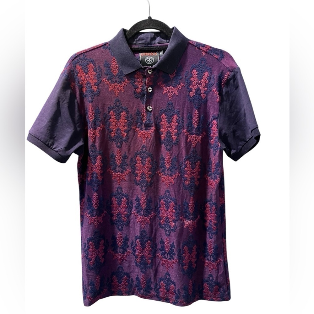 Chuxx Premium Wear Cotton Blend Short Sleeve Polo Shirt Size Medium Blue Purple